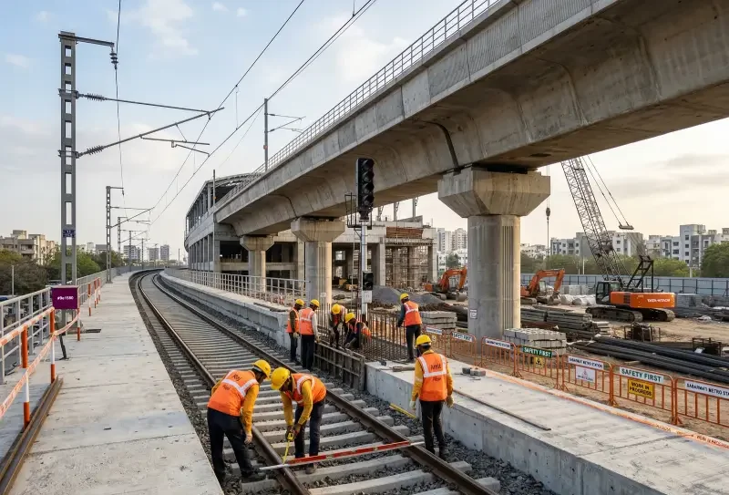 Railway infrastructure projects with concrete base